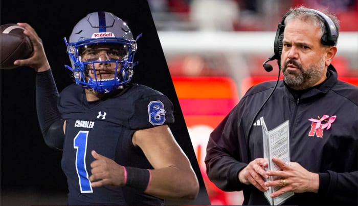 Dylan Raiola and Matt Rhule